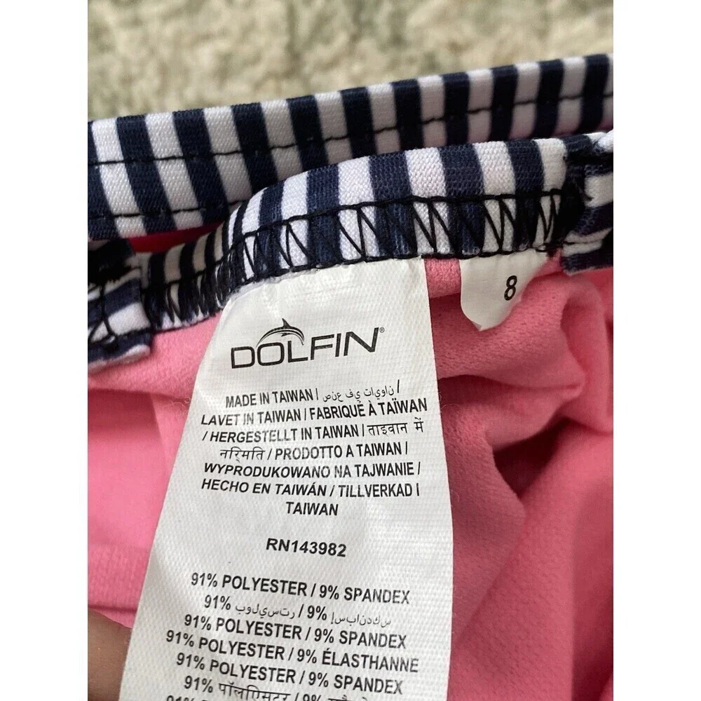 Dolfin Uglies Girls Size 8 Pink Red Water Color Multicolored Racer 1pc Swimsuit
